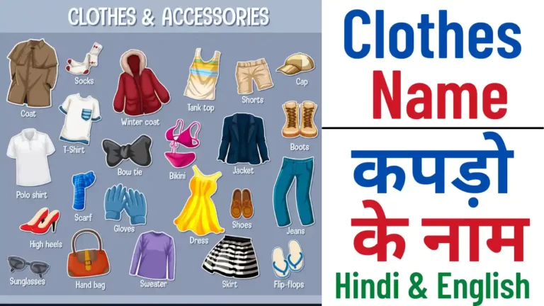 Clothes name Hindi English